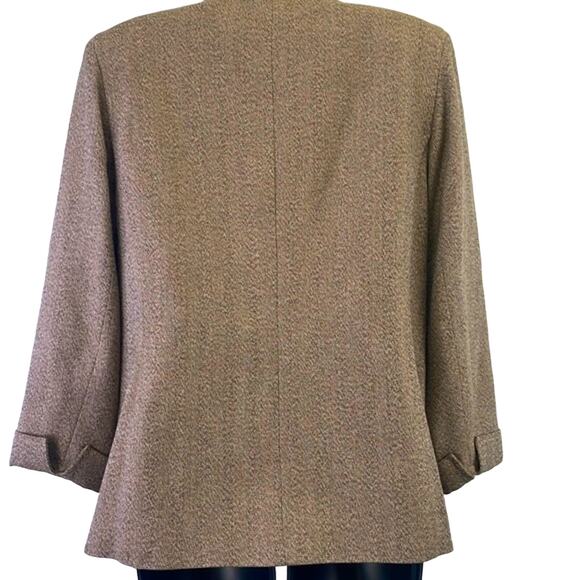 Jasper And Co. Stand Up Collar Tans Three Button Up Rolled Cuff Blazer 10 Petite - Picture 5 of 15